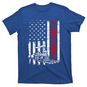 American Usa Flag Train Railroad Railway Worker Patriotic Gift T-Shirt