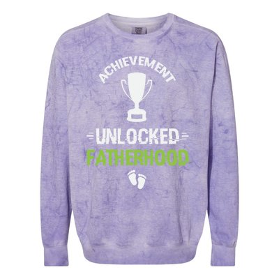 Achievet Unlocked Fatherhood Expecting Parent Meaningful Gift Colorblast Crewneck Sweatshirt