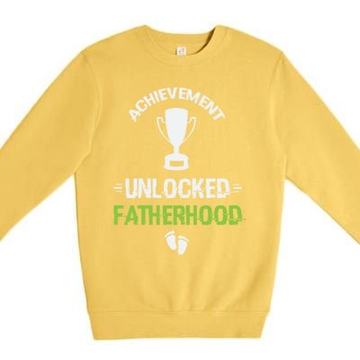 Achievet Unlocked Fatherhood Expecting Parent Meaningful Gift Premium Crewneck Sweatshirt