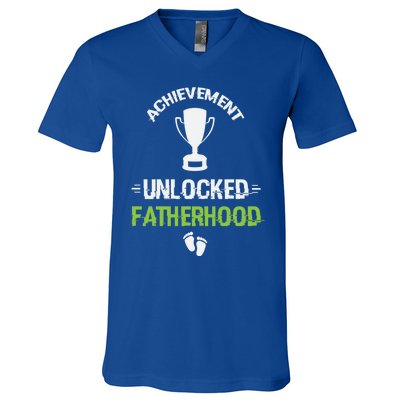 Achievet Unlocked Fatherhood Expecting Parent Meaningful Gift V-Neck T-Shirt