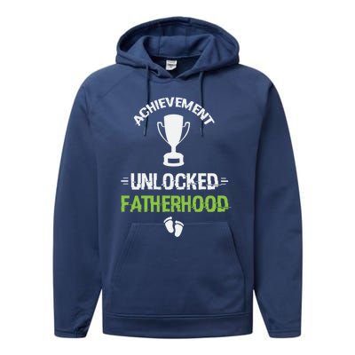 Achievet Unlocked Fatherhood Expecting Parent Meaningful Gift Performance Fleece Hoodie