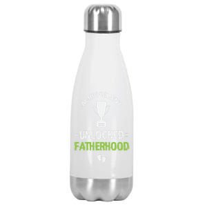 Achievet Unlocked Fatherhood Expecting Parent Meaningful Gift Stainless Steel Insulated Water Bottle