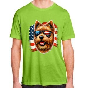 American Usa Flag Norfolk Terrier Terriers 4th Of July Adult ChromaSoft Performance T-Shirt