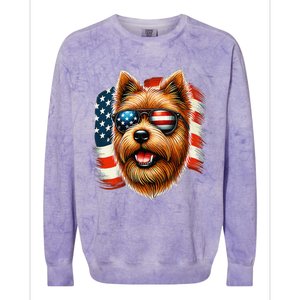 American Usa Flag Norfolk Terrier Terriers 4th Of July Colorblast Crewneck Sweatshirt