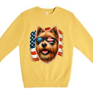 American Usa Flag Norfolk Terrier Terriers 4th Of July Premium Crewneck Sweatshirt