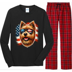 American Usa Flag Norfolk Terrier Terriers 4th Of July Long Sleeve Pajama Set