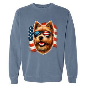 American Usa Flag Norfolk Terrier Terriers 4th Of July Garment-Dyed Sweatshirt