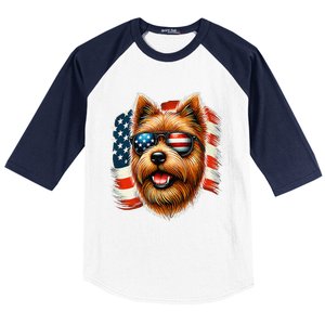 American Usa Flag Norfolk Terrier Terriers 4th Of July Baseball Sleeve Shirt