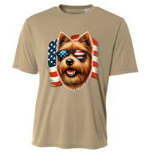 American Usa Flag Norfolk Terrier Terriers 4th Of July Cooling Performance Crew T-Shirt