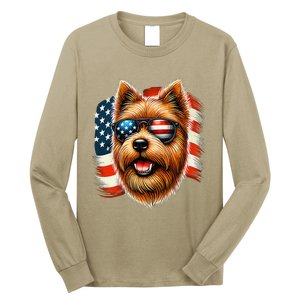 American Usa Flag Norfolk Terrier Terriers 4th Of July Long Sleeve Shirt