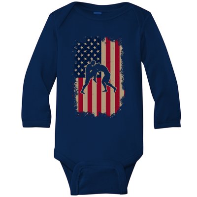 American Us Flag Mixed Martial Arts Great Gift Baby Long Sleeve Bodysuit