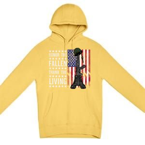 American Us Flag Honor The Fallen Thank Living Memorial Day Gift Premium Pullover Hoodie