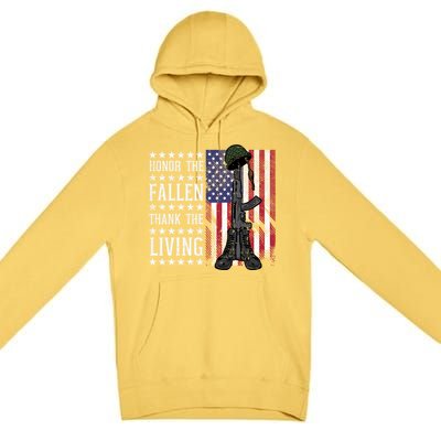 American Us Flag Honor The Fallen Thank Living Memorial Day Gift Premium Pullover Hoodie