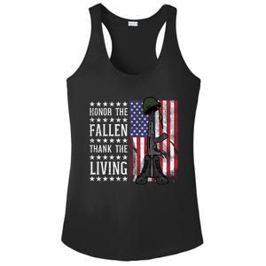 American Us Flag Honor The Fallen Thank Living Memorial Day Gift Ladies PosiCharge Competitor Racerback Tank