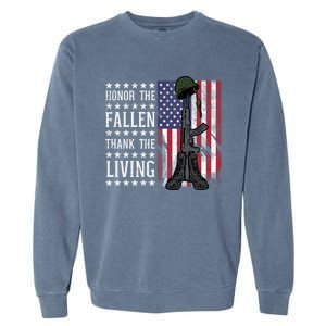 American Us Flag Honor The Fallen Thank Living Memorial Day Gift Garment-Dyed Sweatshirt