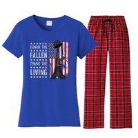 American Us Flag Honor The Fallen Thank Living Memorial Day Gift Women's Flannel Pajama Set