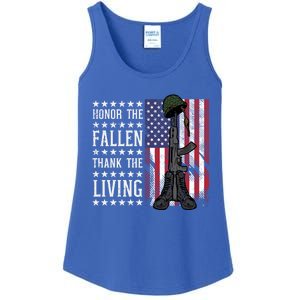 American Us Flag Honor The Fallen Thank Living Memorial Day Gift Ladies Essential Tank