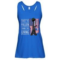 American Us Flag Honor The Fallen Thank Living Memorial Day Gift Ladies Essential Flowy Tank