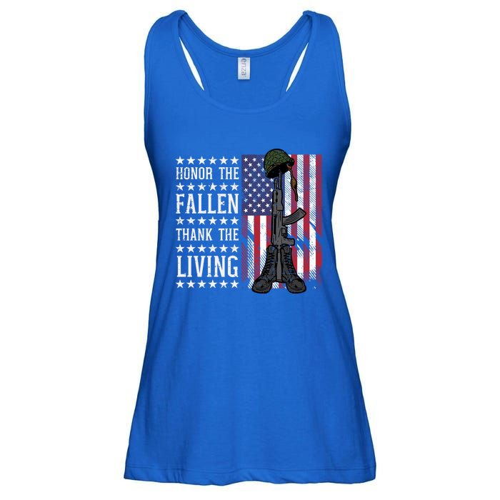 American Us Flag Honor The Fallen Thank Living Memorial Day Gift Ladies Essential Flowy Tank