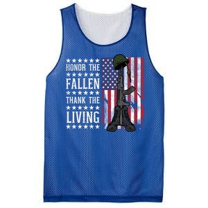 American Us Flag Honor The Fallen Thank Living Memorial Day Gift Mesh Reversible Basketball Jersey Tank