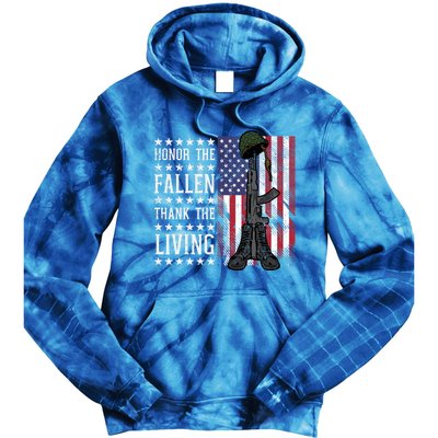 American Us Flag Honor The Fallen Thank Living Memorial Day Gift Tie Dye Hoodie