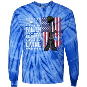 American Us Flag Honor The Fallen Thank Living Memorial Day Gift Tie-Dye Long Sleeve Shirt