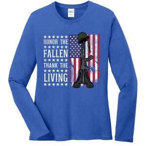 American Us Flag Honor The Fallen Thank Living Memorial Day Gift Ladies Long Sleeve Shirt