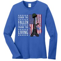 American Us Flag Honor The Fallen Thank Living Memorial Day Gift Ladies Long Sleeve Shirt