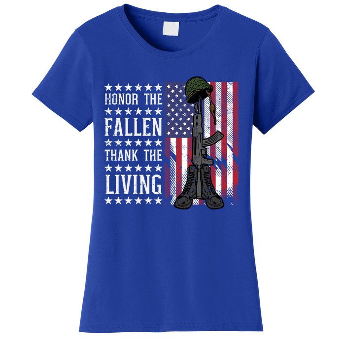 American Us Flag Honor The Fallen Thank Living Memorial Day Gift Women's T-Shirt