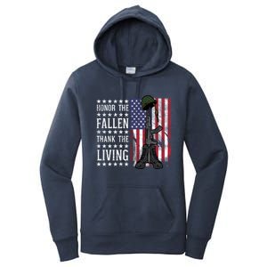 American Us Flag Honor The Fallen Thank Living Memorial Day Gift Women's Pullover Hoodie