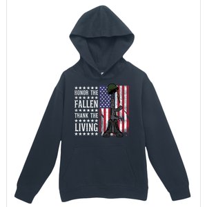 American Us Flag Honor The Fallen Thank Living Memorial Day Gift Urban Pullover Hoodie