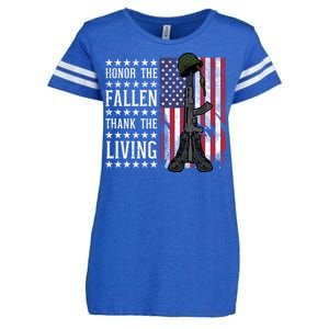 American Us Flag Honor The Fallen Thank Living Memorial Day Gift Enza Ladies Jersey Football T-Shirt