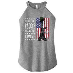 American Us Flag Honor The Fallen Thank Living Memorial Day Gift Women's Perfect Tri Rocker Tank