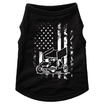 American Us Flag Sprint Car Racing Gift Doggie Tank