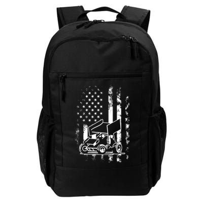 American Us Flag Sprint Car Racing Gift Backpack