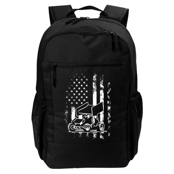 American Us Flag Sprint Car Racing Gift Backpack