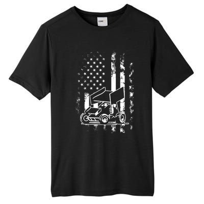 American Us Flag Sprint Car Racing Gift Tall Fusion ChromaSoft Performance T-Shirt