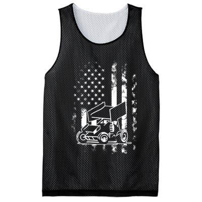 American Us Flag Sprint Car Racing Gift Mesh Reversible Basketball Jersey Tank