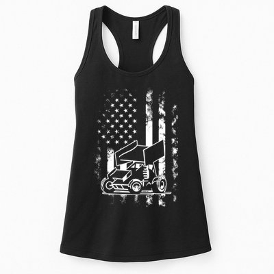 American Us Flag Sprint Car Racing Gift Womens Tank Top