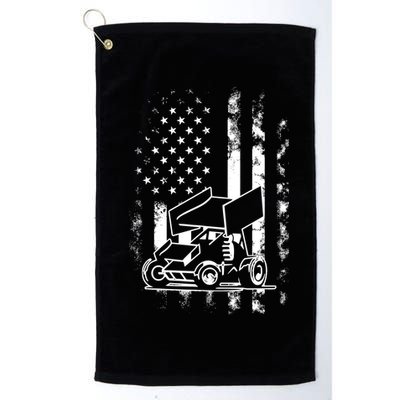 American Us Flag Sprint Car Racing Gift Golf Towel