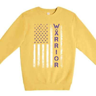 American Usa Flag Warrior Gift Crohns Disease Awareness Cool Gift Premium Crewneck Sweatshirt