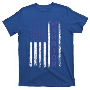 American Usa Flag Warrior Gift Crohns Disease Awareness Cool Gift T-Shirt