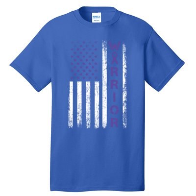 American Usa Flag Warrior Gift Crohns Disease Awareness Cool Gift Tall T-Shirt