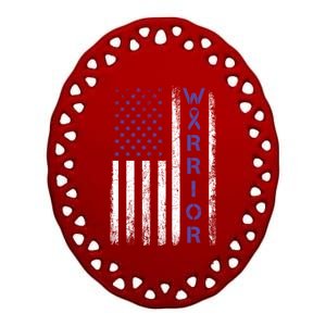 American Usa Flag Warrior Gift Crohns Disease Awareness Cool Gift Ceramic Oval Ornament