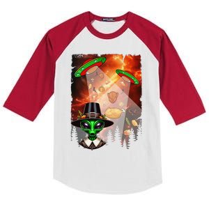 Aliens Unidentified Flying Object Thanksgiving Roast Turkeys Kids Colorblock Raglan Jersey