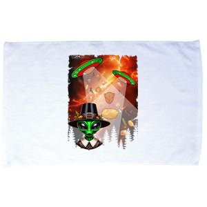 Aliens Unidentified Flying Object Thanksgiving Roast Turkeys Microfiber Hand Towel