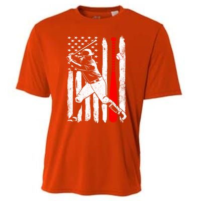 American Usa Flag Patriotic Vintage Baseball Flag Gift Cooling Performance Crew T-Shirt