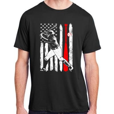 American Usa Flag Patriotic Vintage Baseball Flag Gift Adult ChromaSoft Performance T-Shirt