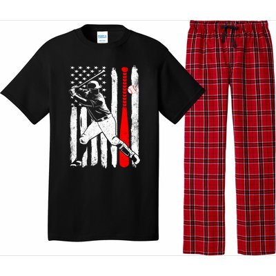 American Usa Flag Patriotic Vintage Baseball Flag Gift Pajama Set