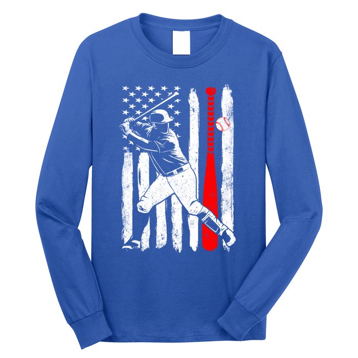 American Usa Flag Patriotic Vintage Baseball Flag Gift Long Sleeve Shirt